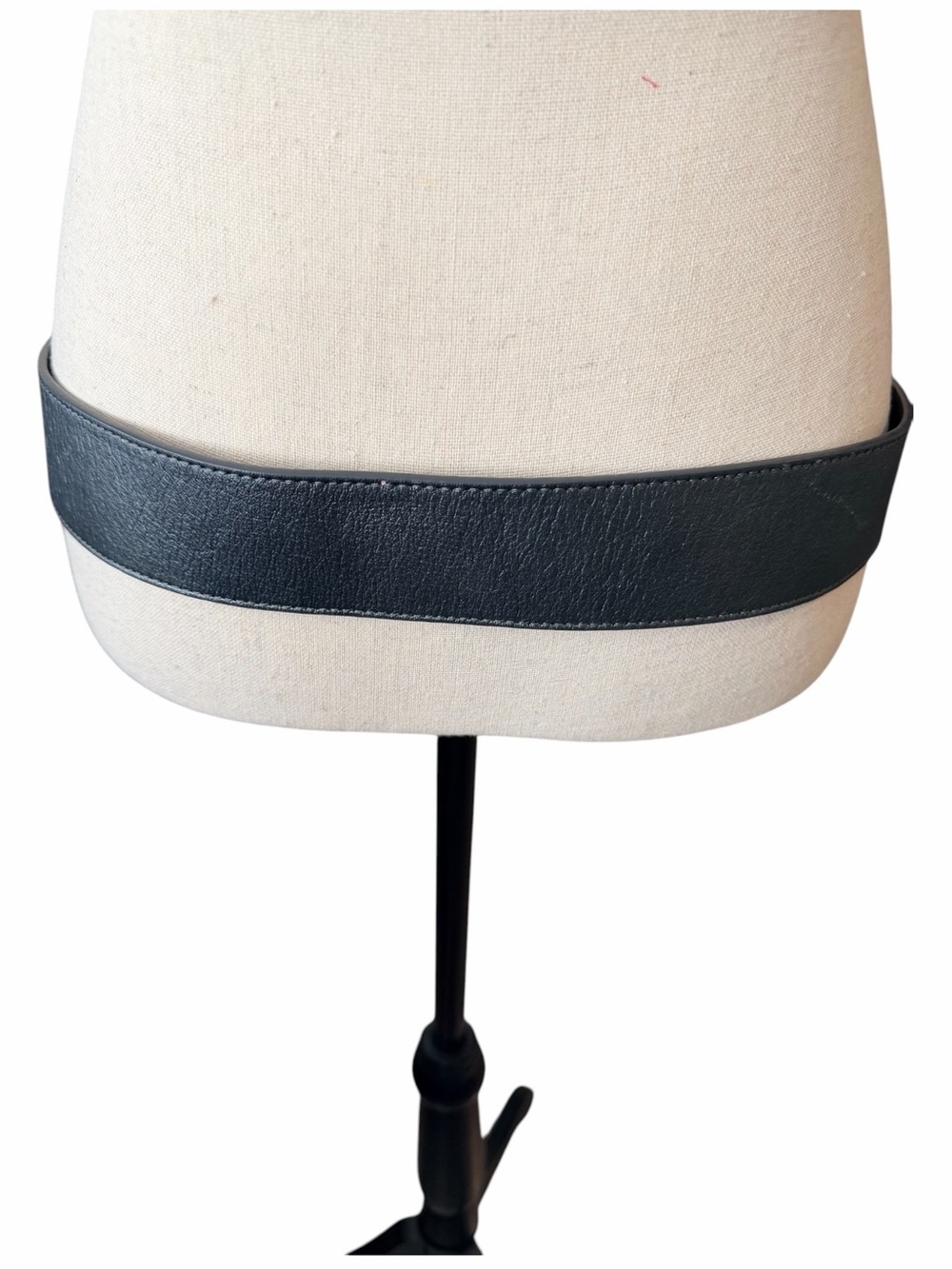 J Jill Black Leather Asymmetrical Hip Belt Silver Filigree Button Accent Size XL - Picture 4 of 6